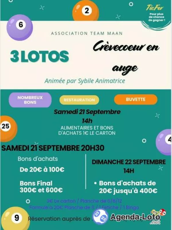 Weekend Loto-Salle des Fêtes Crèvecœur en Auge