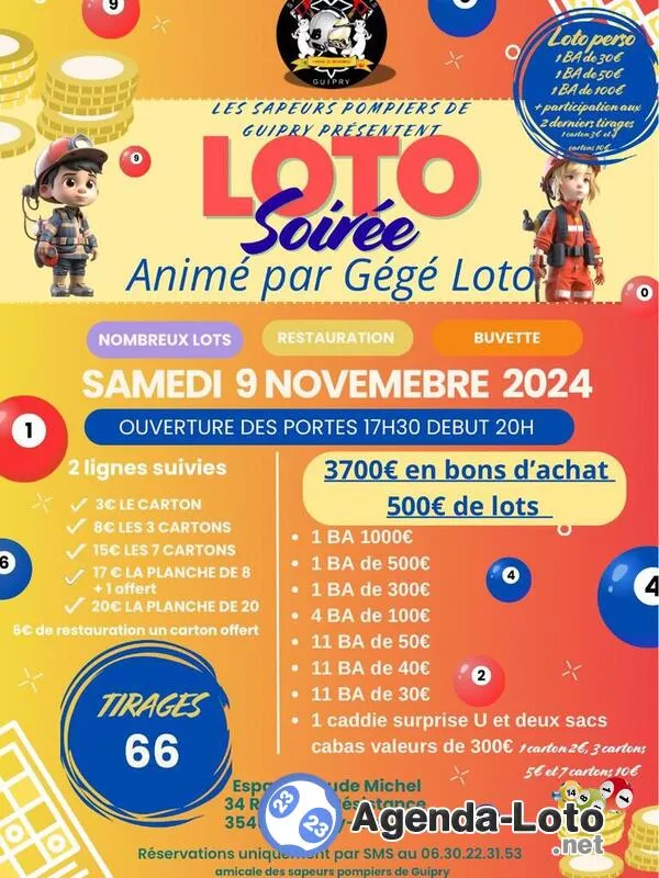 Super Loto des Pompiers Anim Gégé Loto