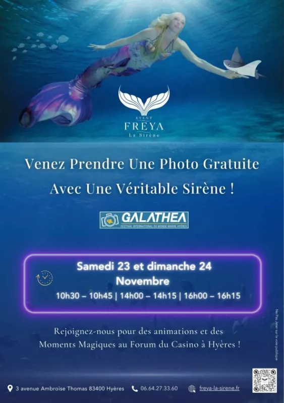 Photos avec Freya la Sirène au Festival Galathéa