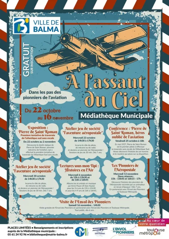 Programmation dans les Pas des Pionniers de L’aviation : «à L’assaut du Ciel»-du 22 Octobre au 16 Novembre