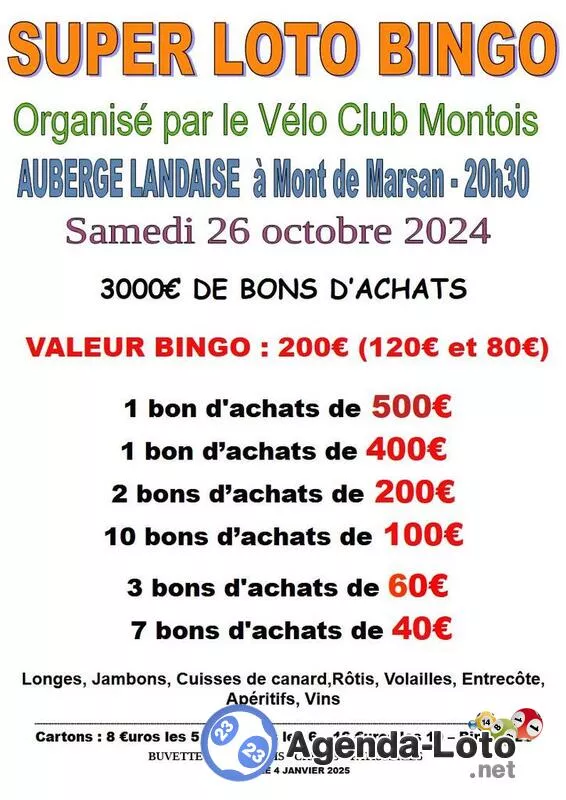 Super Loto Bingo du Velo Club Montois