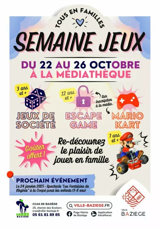 Semaine Jeux à la Médiathèque de Baziège