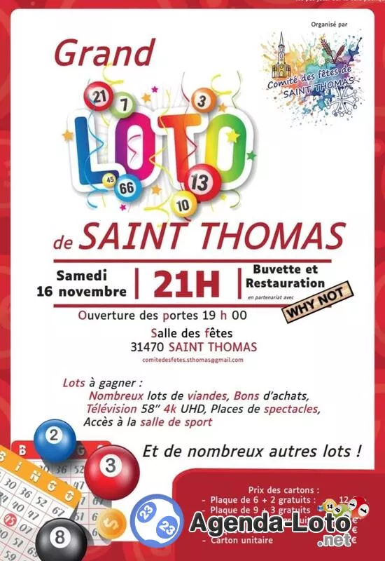 Loto Comité des Fêtes de Saint-Thomas