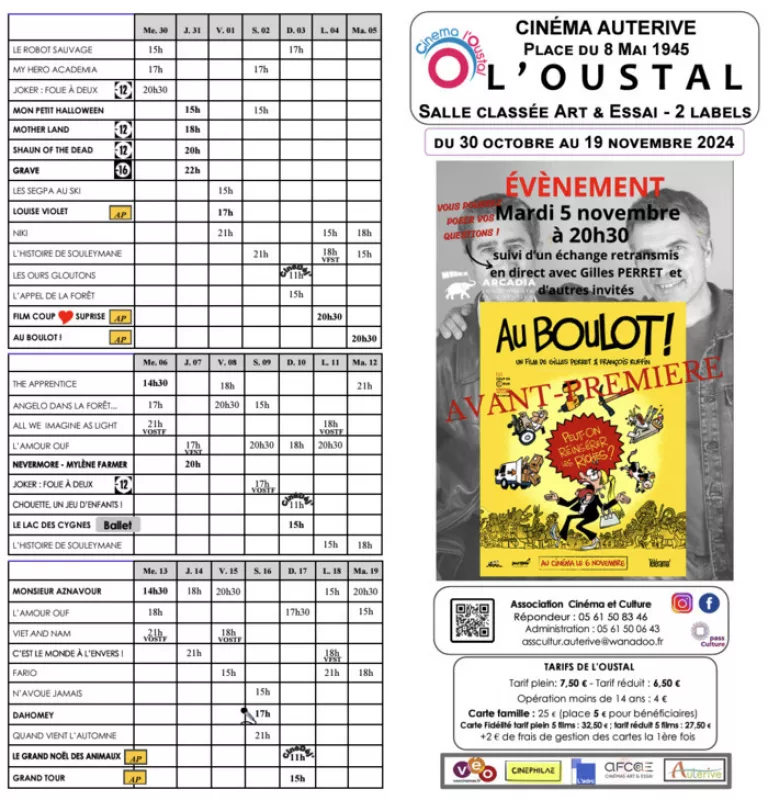 Programme du Cinéma l'Oustal