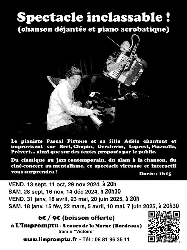 Spectacle Inclassable : Chanson et Piano Déjantés