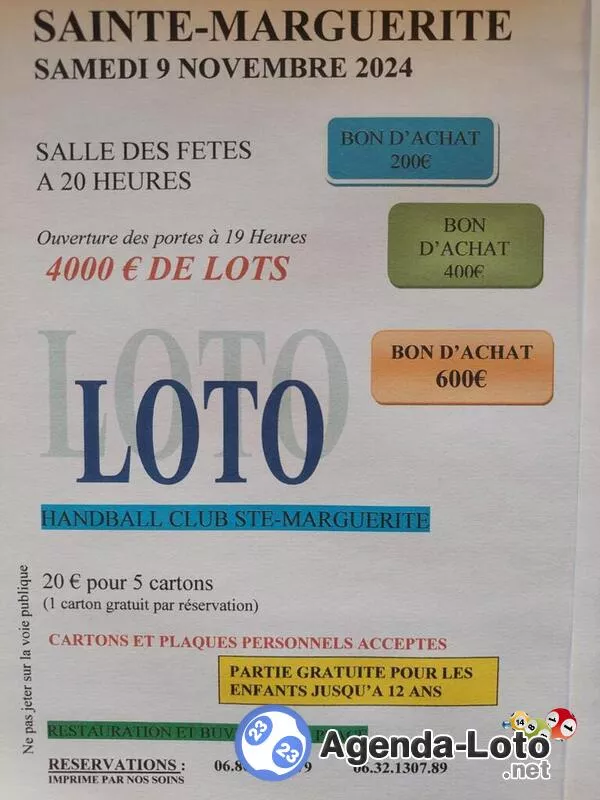 Loto du Handball Club de Ste Marguerite