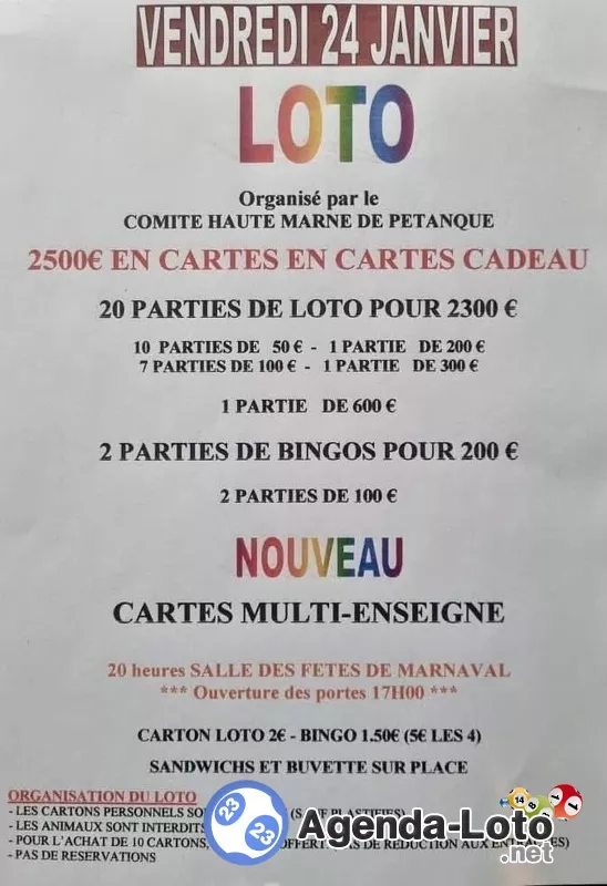 Loto Comité Pétanque Haute Marne