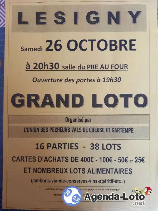 Grand Loto des Pêcheurs Vals de Creuse et Gartempe