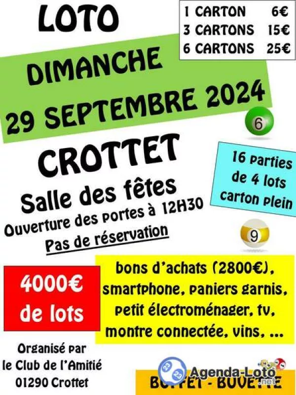 Loto du Club de l'Amitié de Crottet