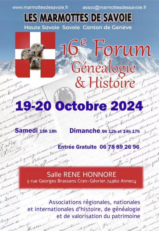 16° Forum Généalogie et Histoire