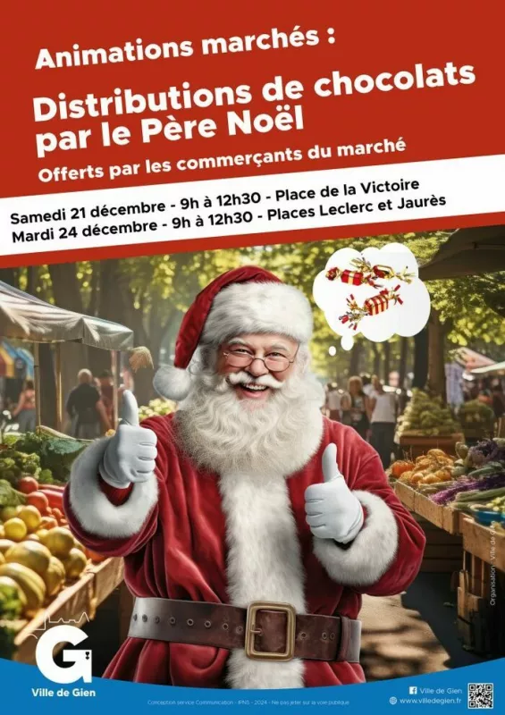 Animation Marché : Distribution de Chocolats par le Père Noël