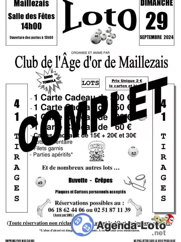 Loto du Club de l'Âge d'Or de Maillezais