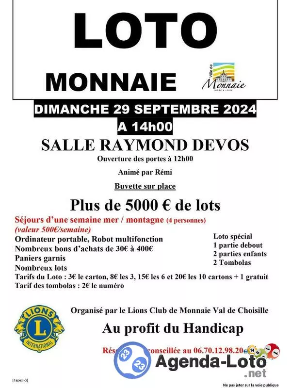 Loto du Lions Club de Monnaie Val de Choisille