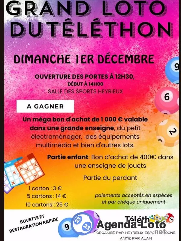 Loto Télethon 2024, Organisé par Heyrieux Espoir et Dons