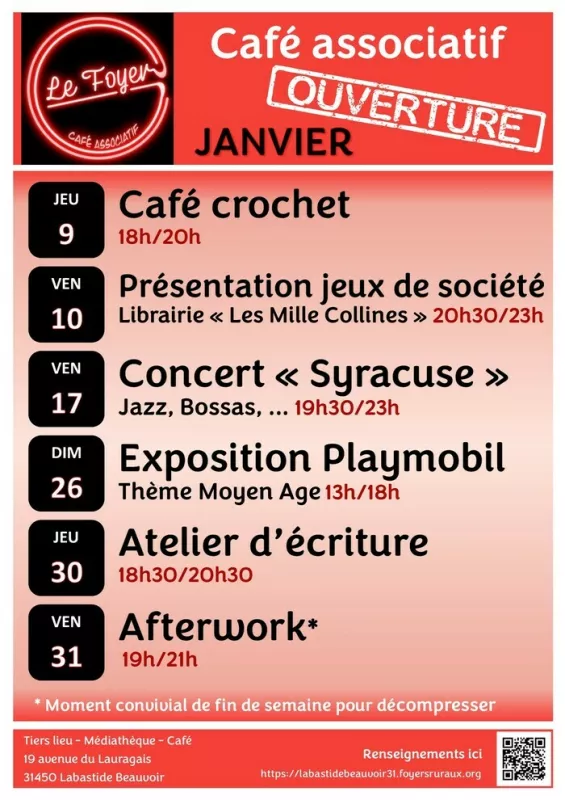 Café Associatif le Foyer-Programme de Janvier 2025