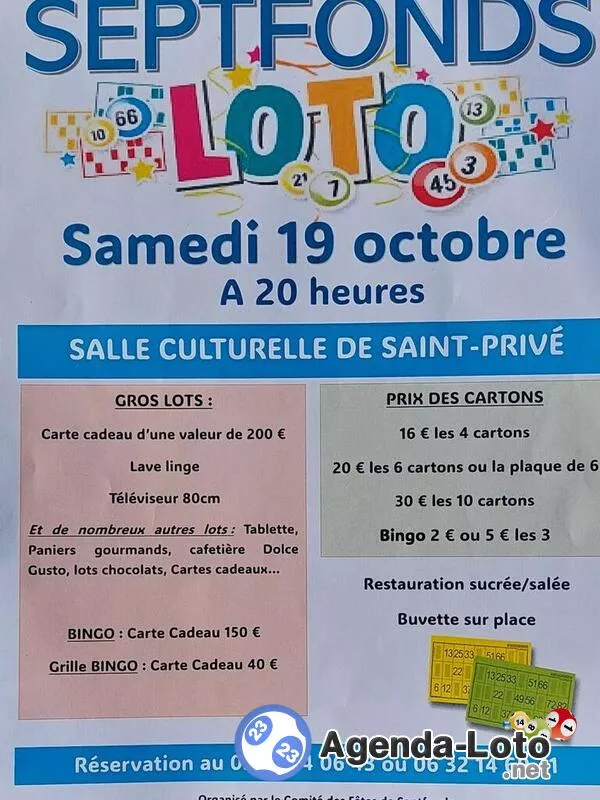 Loto Comité des Fêtes de Septfonds