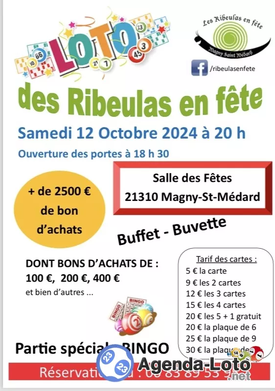 Loto Comité des Fêtes des Ribeulas en Fêtes