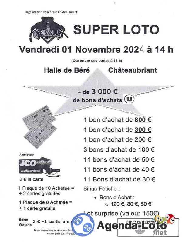 Super Loto du Roller Club de Chateaubriant avec Jco