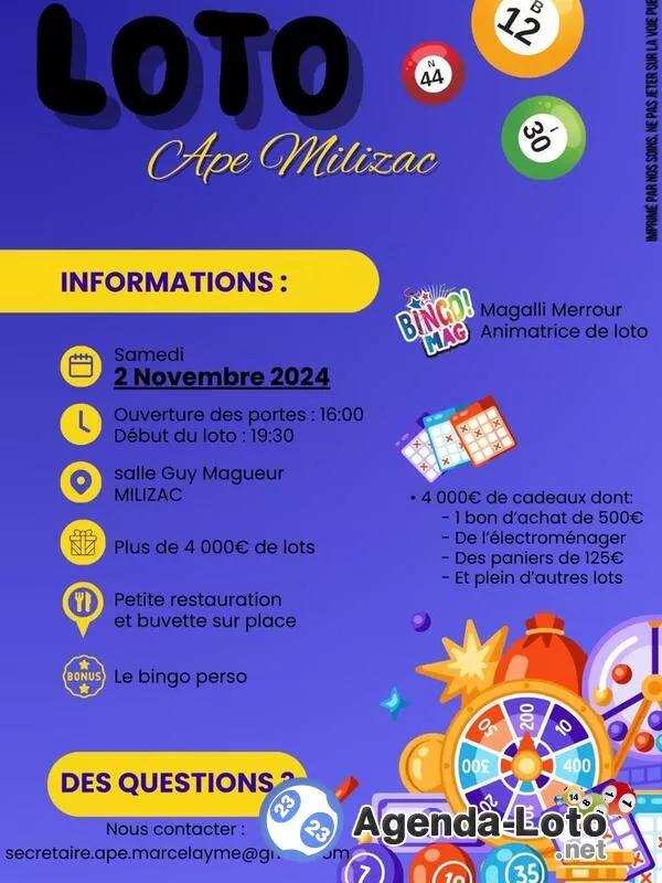 Loto Ape Marcel Aymé Milizac avec Bingo Mag