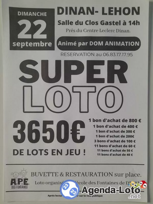 Super Loto Ape les Fontaines Animé : Dom Animation