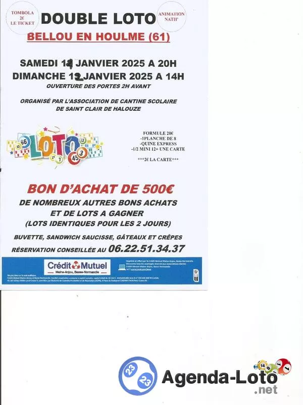 Loto Cantine Scolaire de St Clair