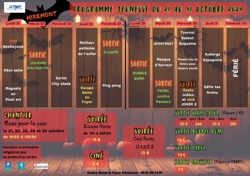 Programme Espace Jeunes de Miremont-Foyer d'Auterive