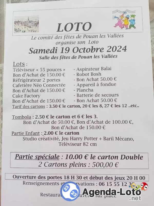 Loto du Comite des Fetes de Pouan les Vallees