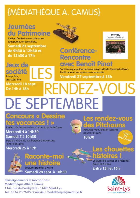 Les Rendez-Vous de Septembre à la Médiathèque de Saint-Lys