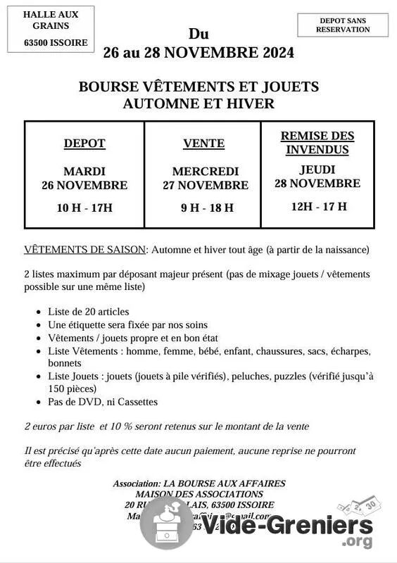 Bourse Aux Vêtements Automne-Hiver et Jouets