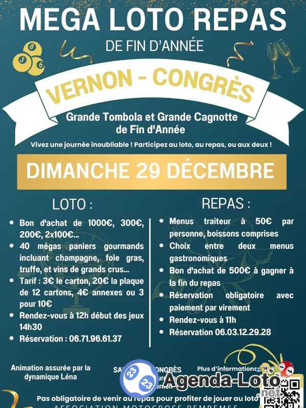 Grand Méga Loto de Fin d'Année et avec Repas Festif