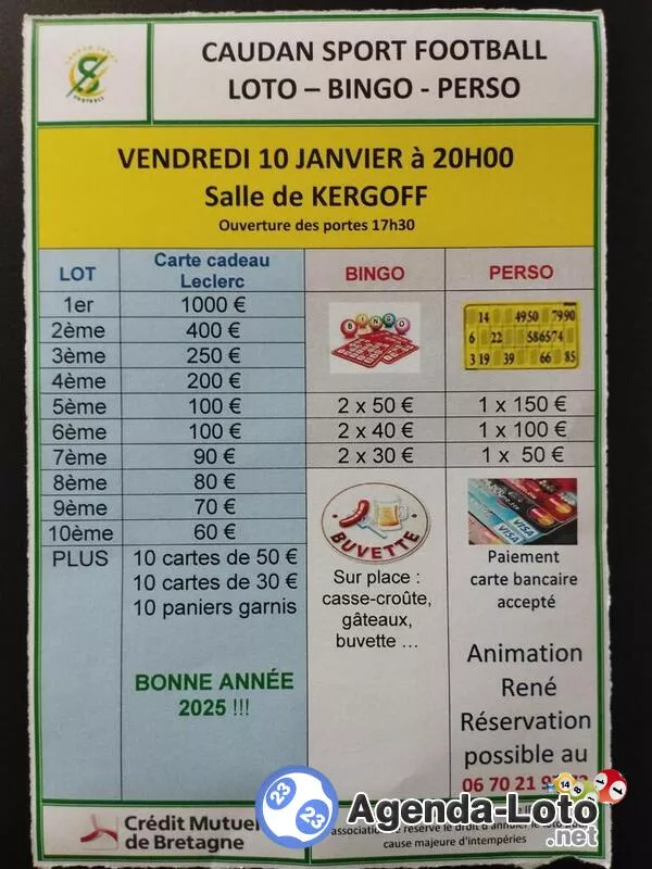 Loto Organisé par Caudan Sport Football