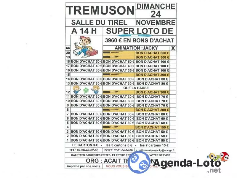 Loto : Acait Tremuson Animé par Jacky