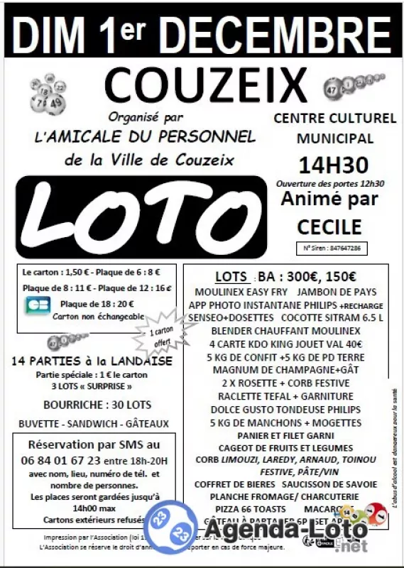 Loto de L Amicale du Personnel Couzeix Anime par Cecile