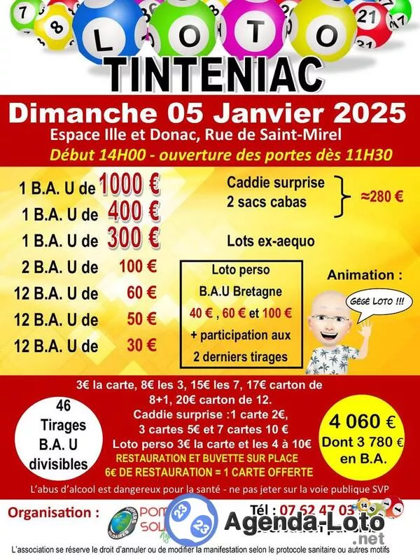 Super Loto des Pompiers Solidaires Anim Gégé Loto