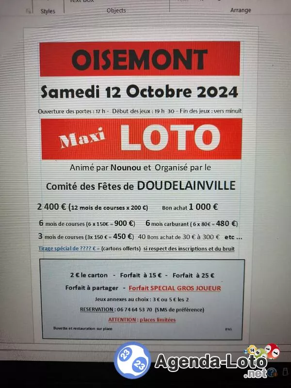 Loto du Comité des Fêtes de Doudelainville