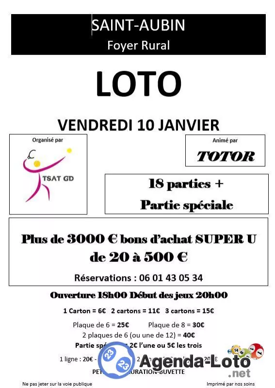 Loto Association Tennis Tavaux Saint-Aubin Tennis Grand Dole