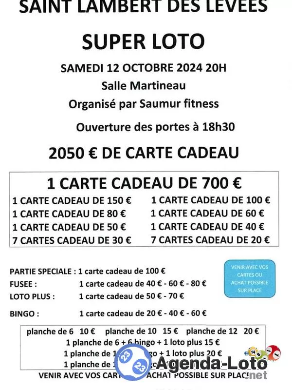 Super Loto Organise par Saumur Fitness