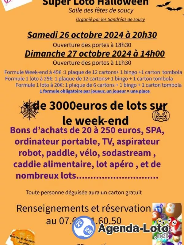 Week-End Loto Halloween Organisé par les Sandréas de Soucy