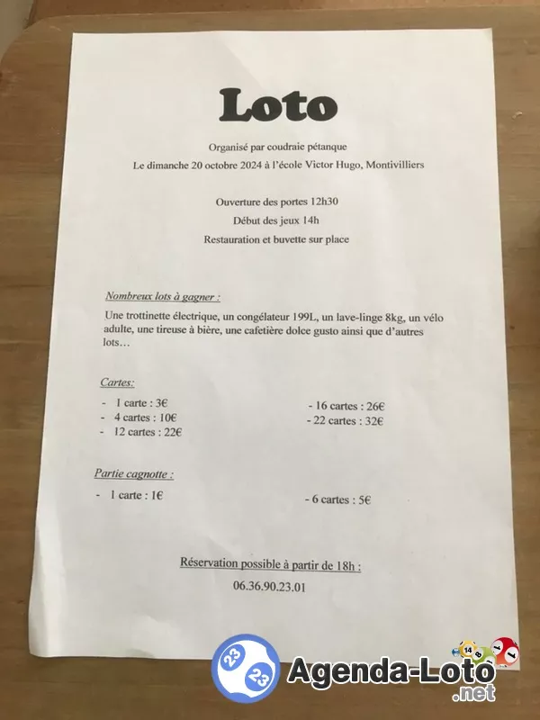 Loto le Dimanche 20 Octobre 2024