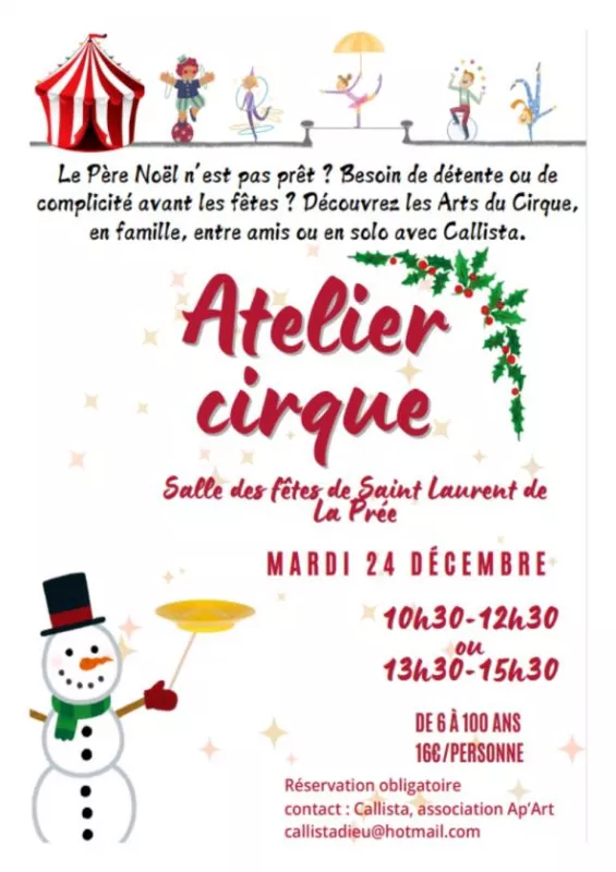 Ateliers Cirque : Vacances de Noël