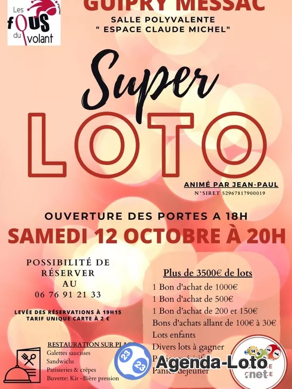 Super Loto 'les Fous du Volant Guipry Messac Pipriac'