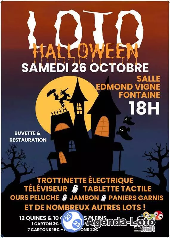 Loto Halloween, Samedi 26 Octobre 2024, 18H Fontaine