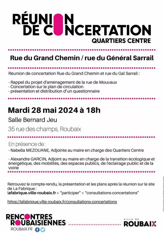Réunion de Concertation/Rue du Grand Chemin/Rue du Général Sarrail