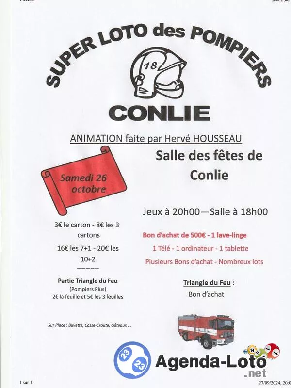 Super Loto des Pompiers de Conlie Anim Herve