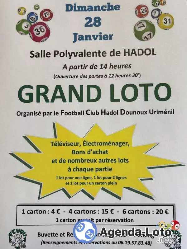 Grand Loto du Football Club Hadol Dounoux Uriménil