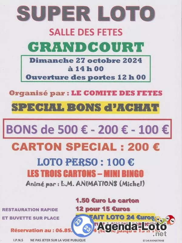 Loto Comité des Fêtes de Grandcourt