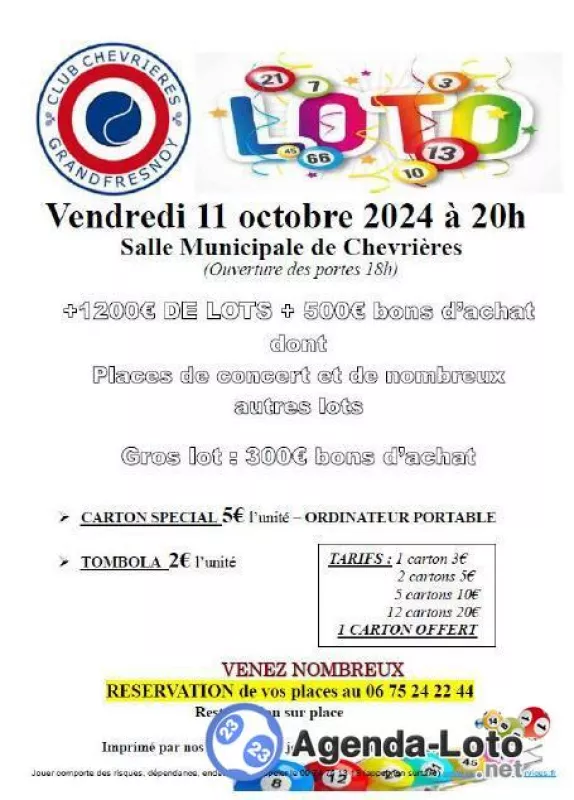 Loto du Tennis de Chevrières-Grandfresnoy (Sur Réservation)