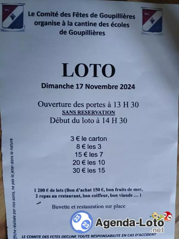 Loto du Comité des Fêtes de Goupillières