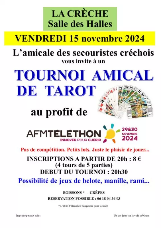 Tournoi Amical de Tarot au Profit du Téléthon 2024