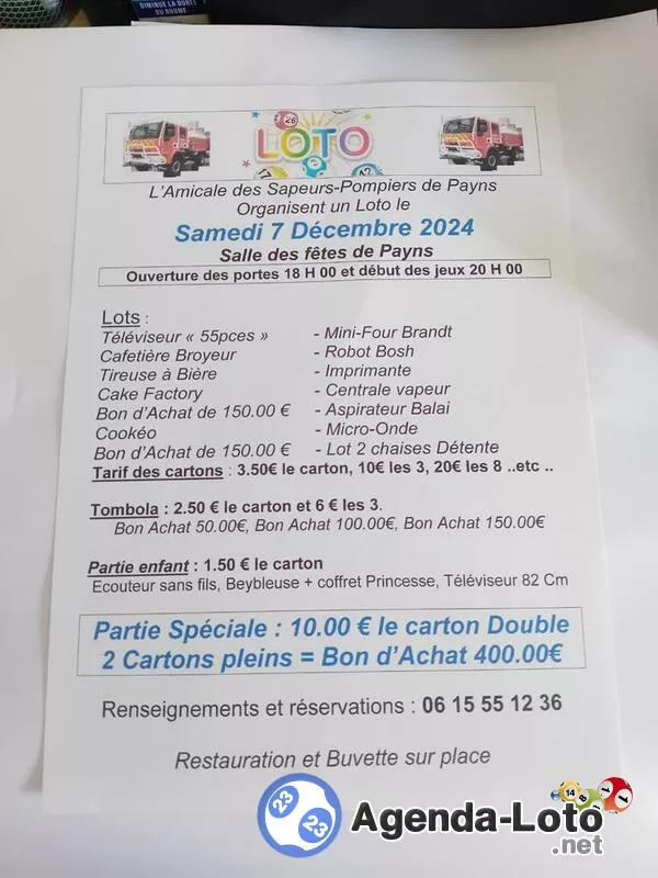 Loto des Sapeurs Pompiers